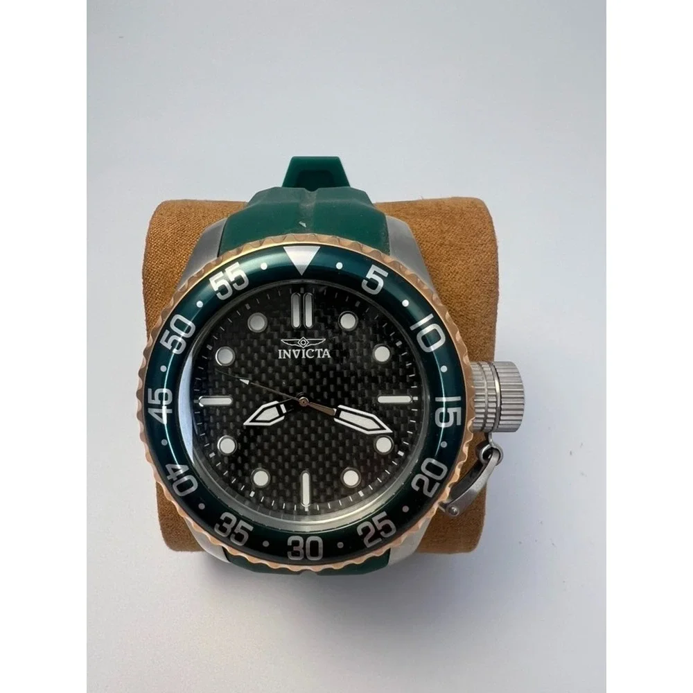 #W008 Invicta Pro Diver Medusa 32963 Men's Quartz 50mm Green Silicone Watch